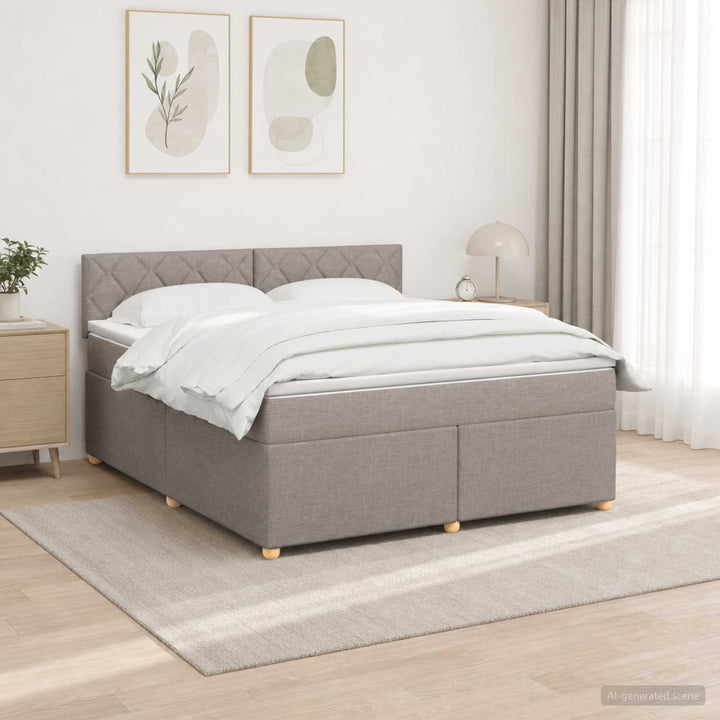 Boxmadras med topmadras Gråbrun 180 x 200 cm Stof