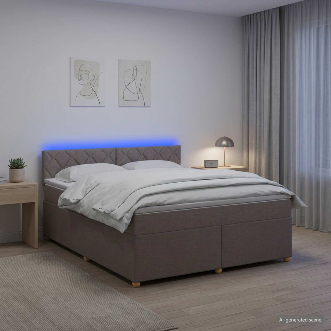 Boxmadras med topmadras Gråbrun 180 x 200 cm Stof