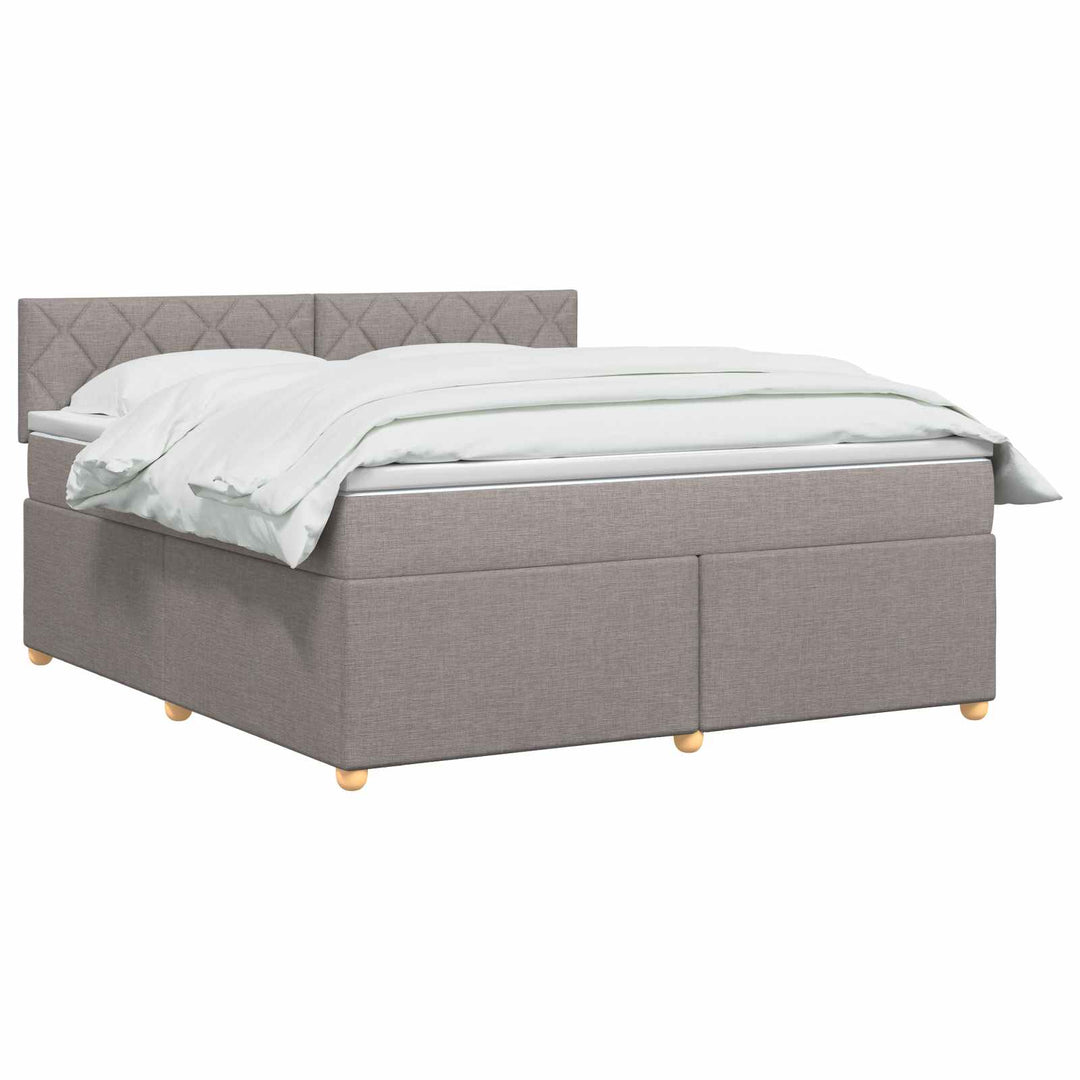 Boxmadras med topmadras Gråbrun 180 x 200 cm Stof