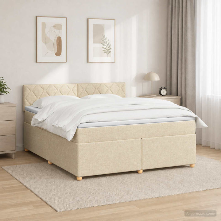 Boxmadras med topmadras Cremefarvet 160 x 200 cm Stof