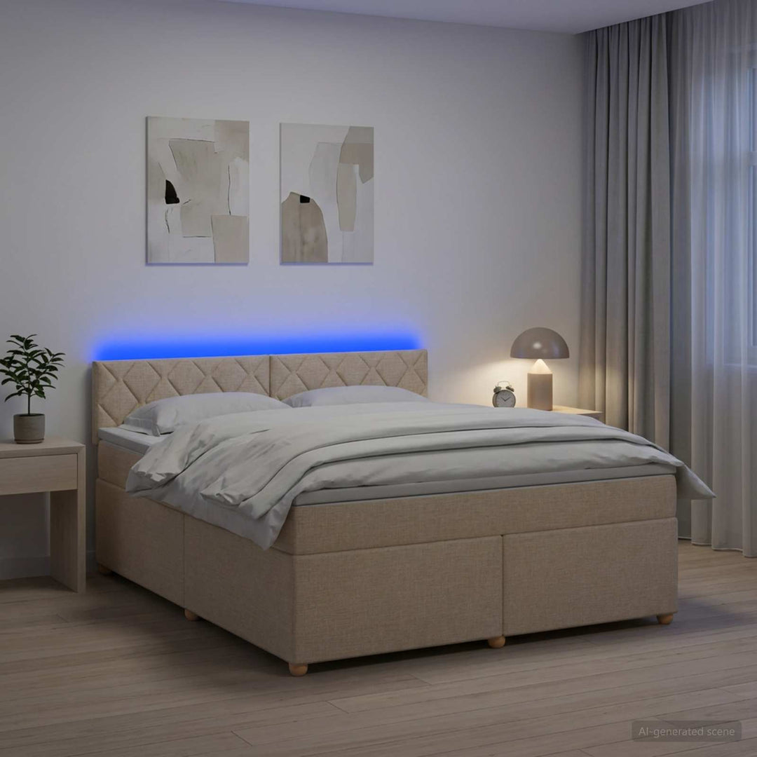 Boxmadras med topmadras Cremefarvet 160 x 200 cm Stof
