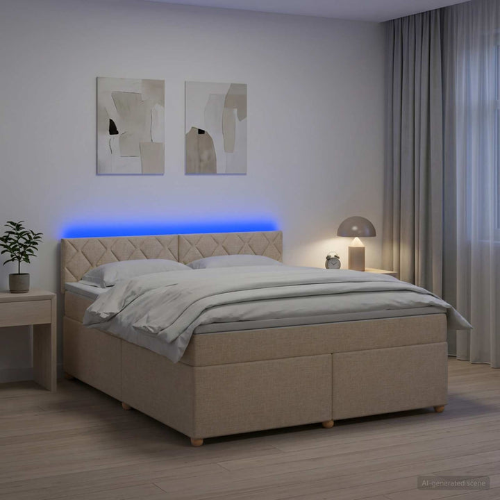 Boxmadras med topmadras Cremefarvet 160 x 200 cm Stof