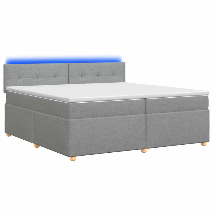 Boxmadras med topmadras Lysegrå 200 x 200 cm Stof