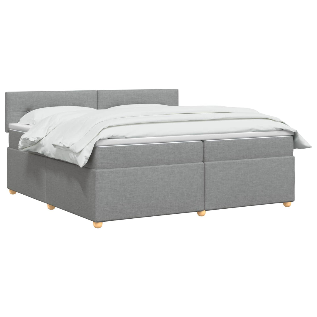 Boxmadras med topmadras Lysegrå 200 x 200 cm Stof