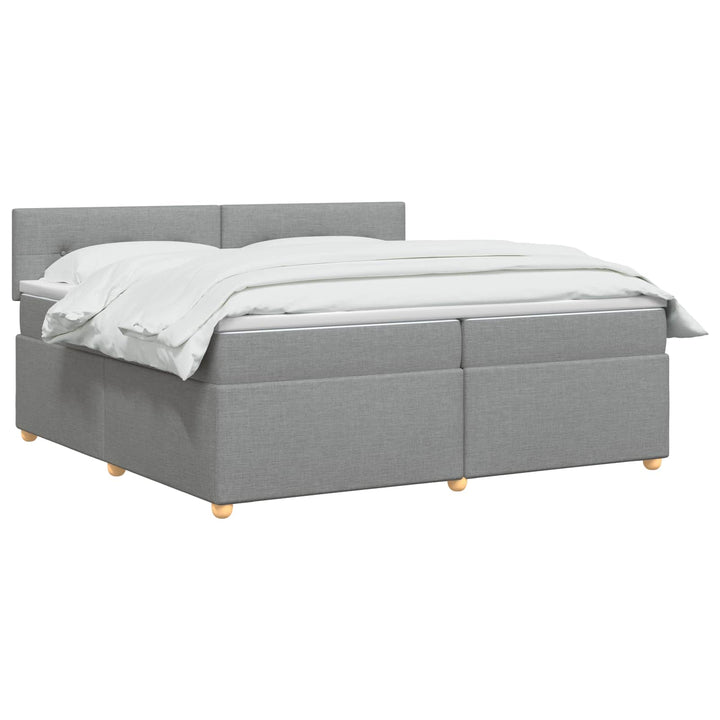 Boxmadras med topmadras Lysegrå 200 x 200 cm Stof