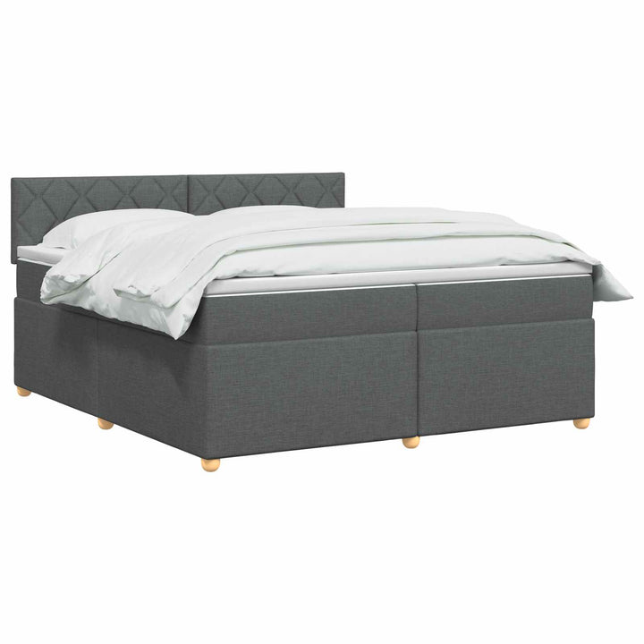 Boxmadras med topmadras Mørkegrå 200 x 200 cm Stof