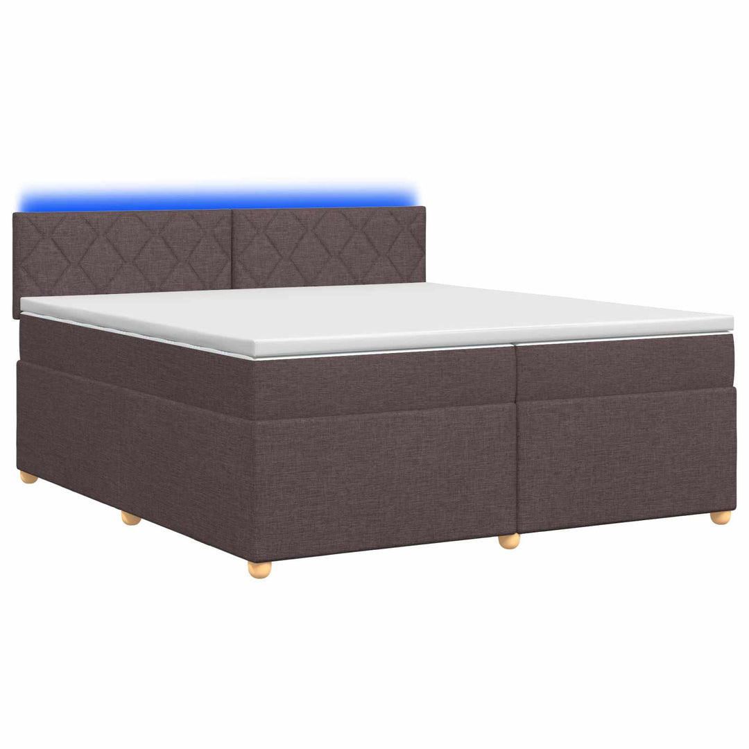 Boxmadras med topmadras Mørk Brun 200 x 200 cm Stof