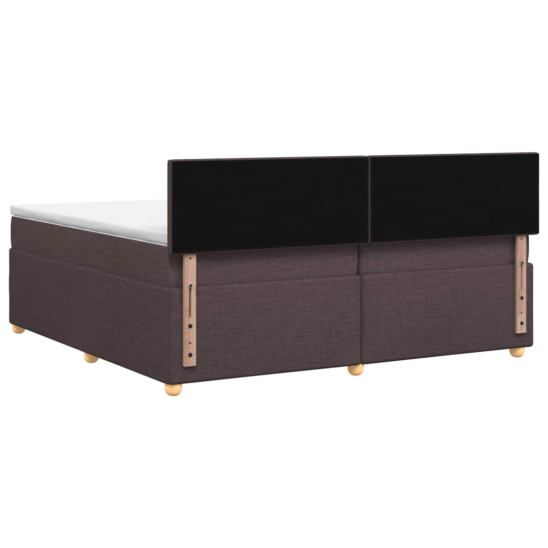 Boxmadras med topmadras Mørk Brun 200 x 200 cm Stof