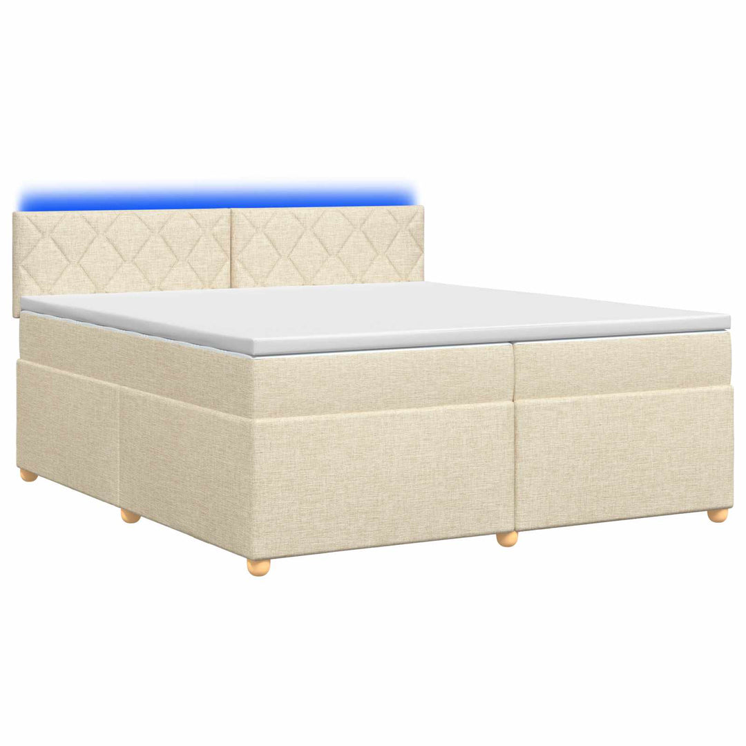 Boxmadras med topmadras Cremefarvet 200 x 200 cm Stof