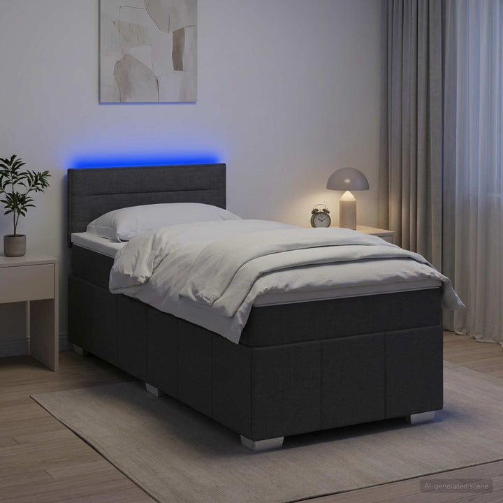 Boxmadras med topmadras Mørkegrå 80 x 200 cm Stof