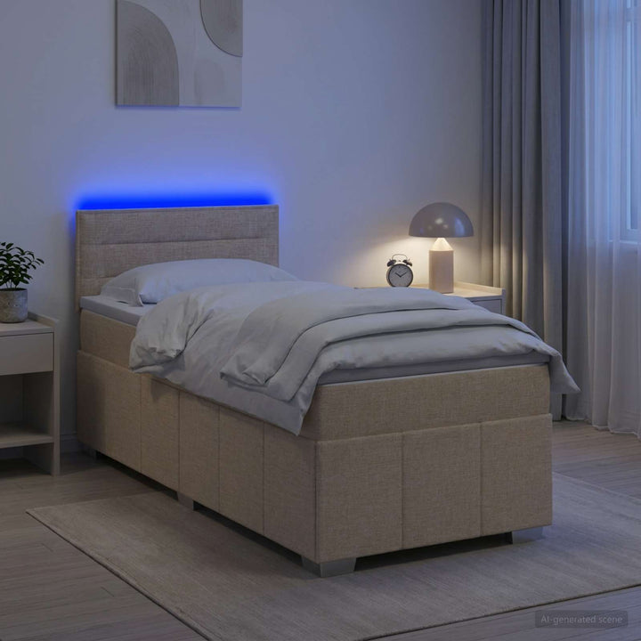 Boxmadras med topmadras Cremefarvet 100 x 200 cm Stof