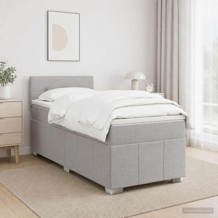 Boxmadras med topmadras Lysegrå 100 x 200 cm Stof
