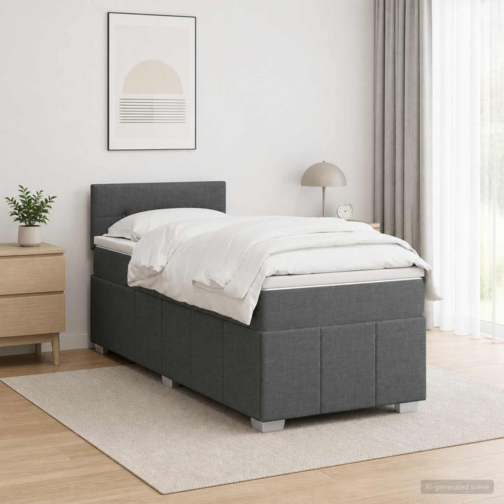 Boxmadras med topmadras Mørkegrå 80 x 200 cm Stof