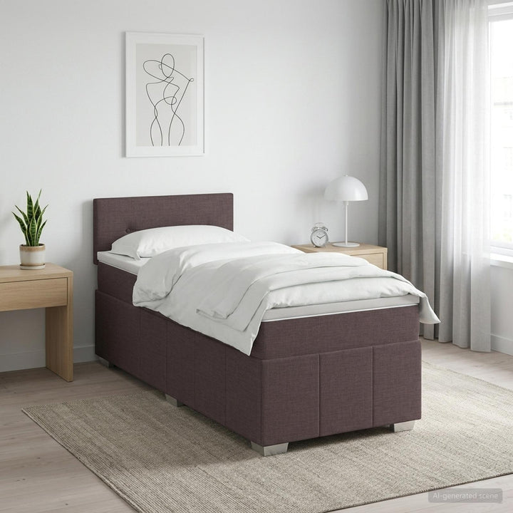 Boxmadras med topmadras Mørk Brun 100 x 200 cm Stof
