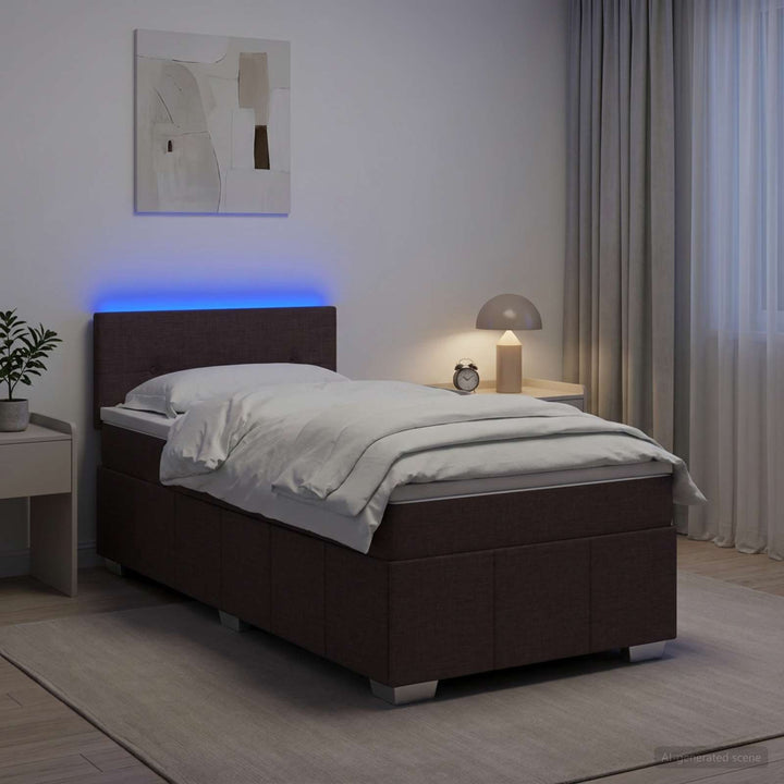 Boxmadras med topmadras Mørk Brun 90 x 200 cm Stof