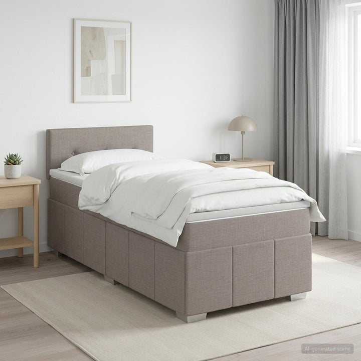 Boxmadras med topmadras Gråbrun 100 x 200 cm Stof