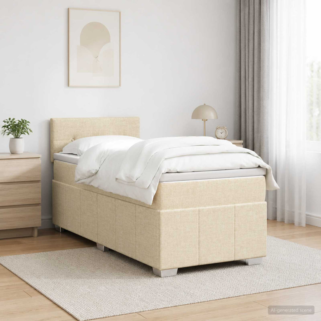 Boxmadras med topmadras Cremefarvet 100 x 200 cm Stof