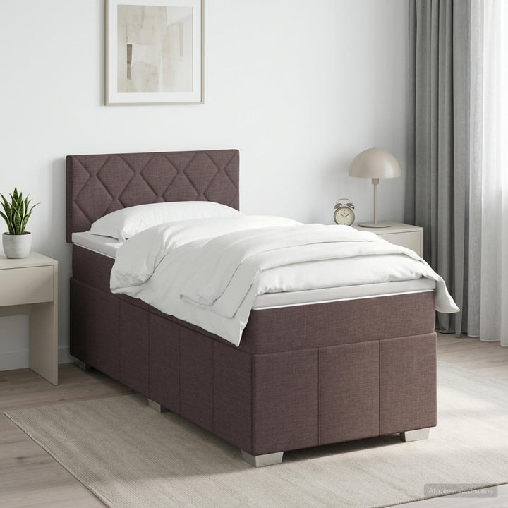 Boxmadras med topmadras Mørk Brun 90 x 200 cm Stof