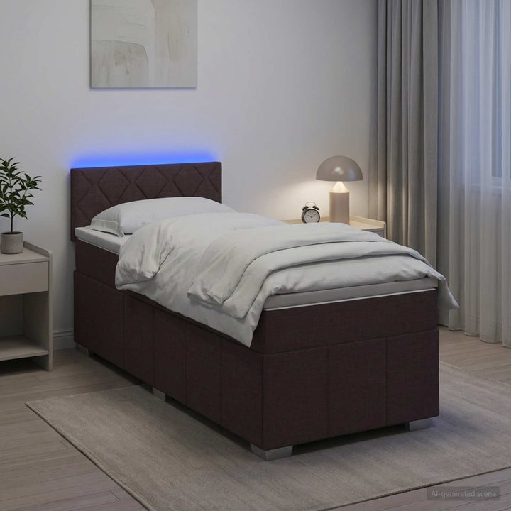Boxmadras med topmadras Mørk Brun 100 x 200 cm Stof