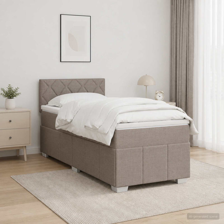 Boxmadras med topmadras Gråbrun 100 x 200 cm Stof