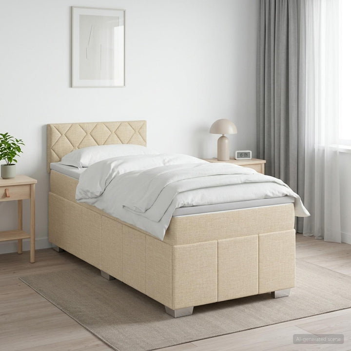 Boxmadras med topmadras Cremefarvet 80 x 200 cm Stof