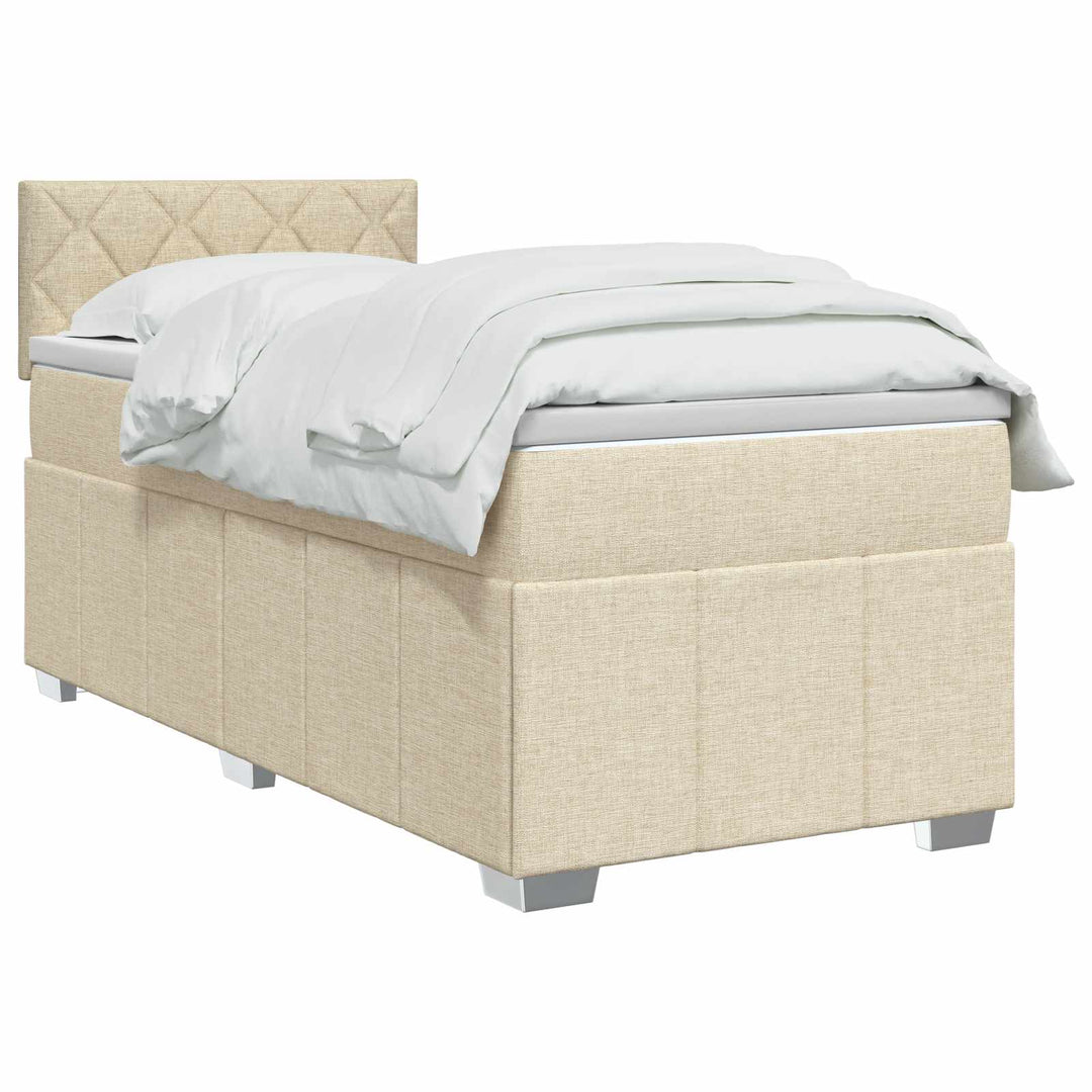 Boxmadras med topmadras Cremefarvet 80 x 200 cm Stof