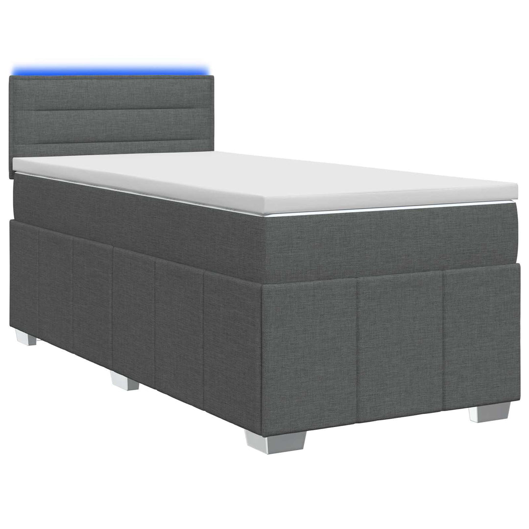 Boxmadras med topmadras Mørkegrå 90 x 190 cm Stof