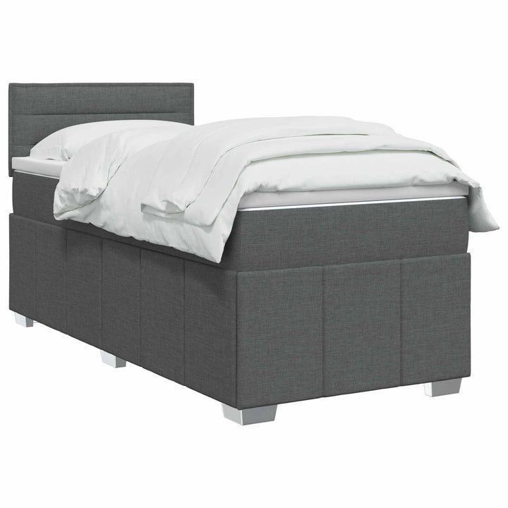 Boxmadras med topmadras Mørkegrå 90 x 190 cm Stof
