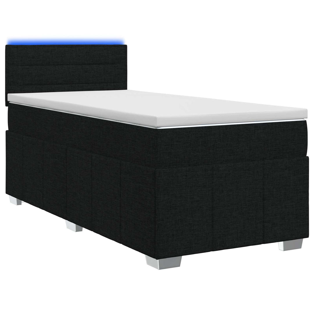 Boxmadras med topmadras med hovedgærde Sort 90 x 200 cm Stof