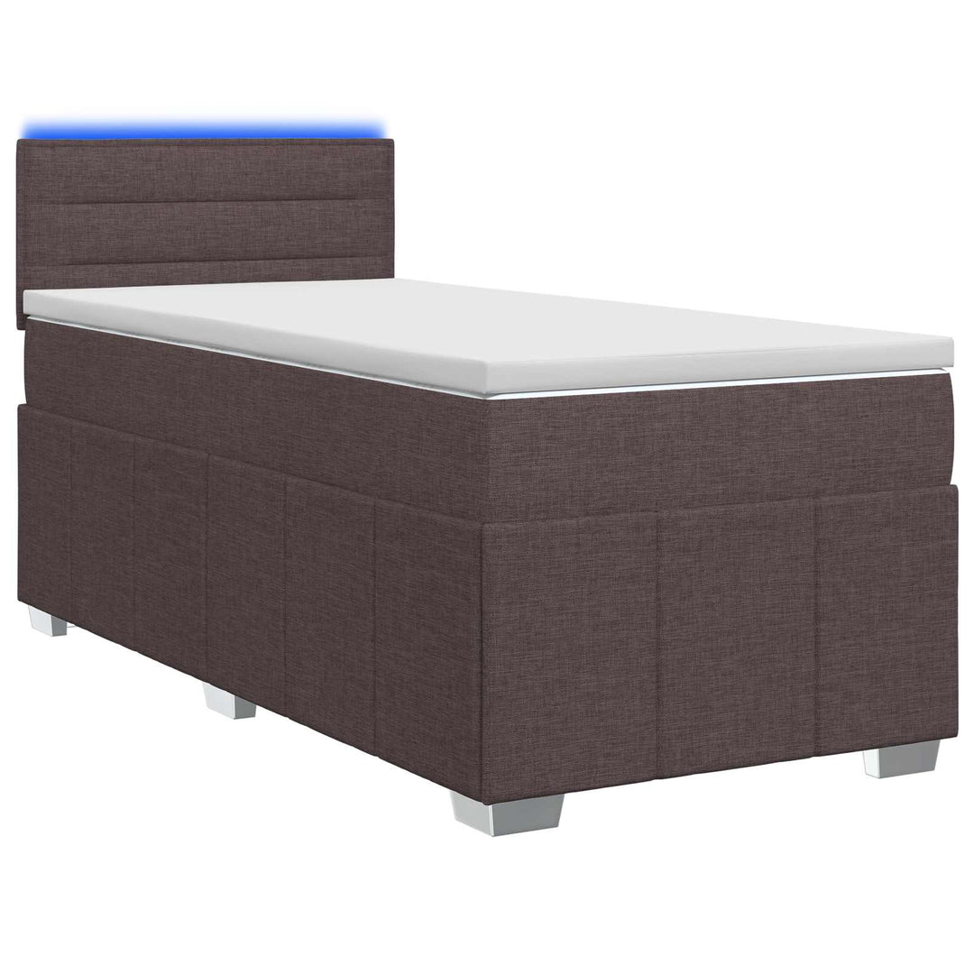 Boxmadras med topmadras Mørk Brun 90 x 200 cm Stof