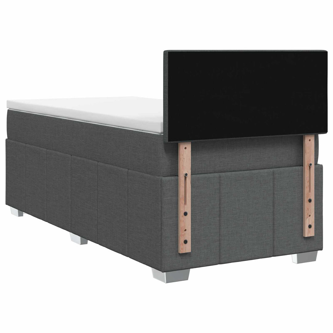 Boxmadras med topmadras Mørkegrå 90 x 200 cm Stof