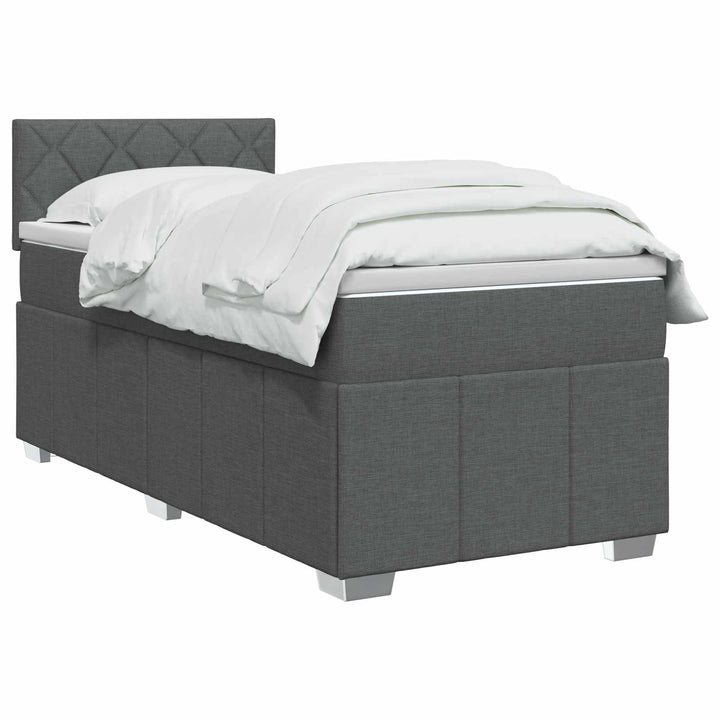 Boxmadras med topmadras Mørkegrå 90 x 200 cm Stof