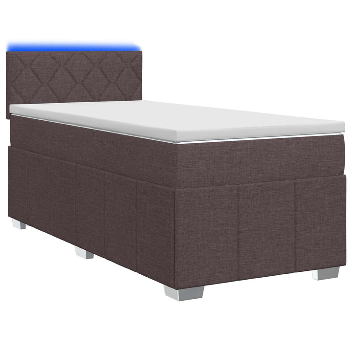 Boxmadras med topmadras Mørk Brun 90 x 200 cm Stof
