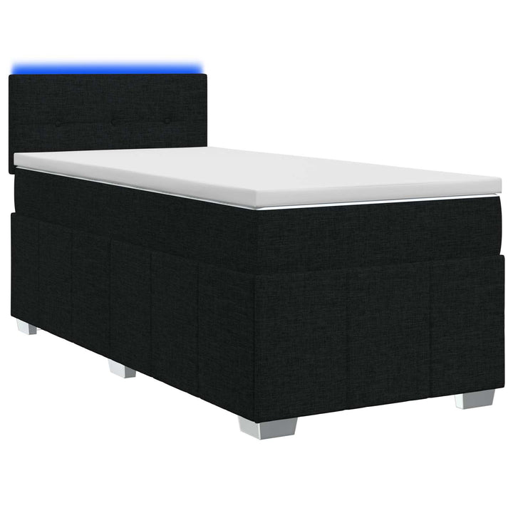 Boxmadras med topmadras med hovedgærde Sort 100 x 200 cm Stof
