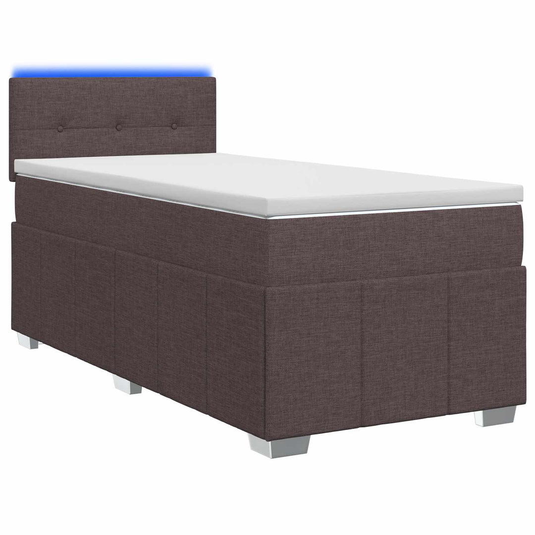 Boxmadras med topmadras Mørk Brun 100 x 200 cm Stof