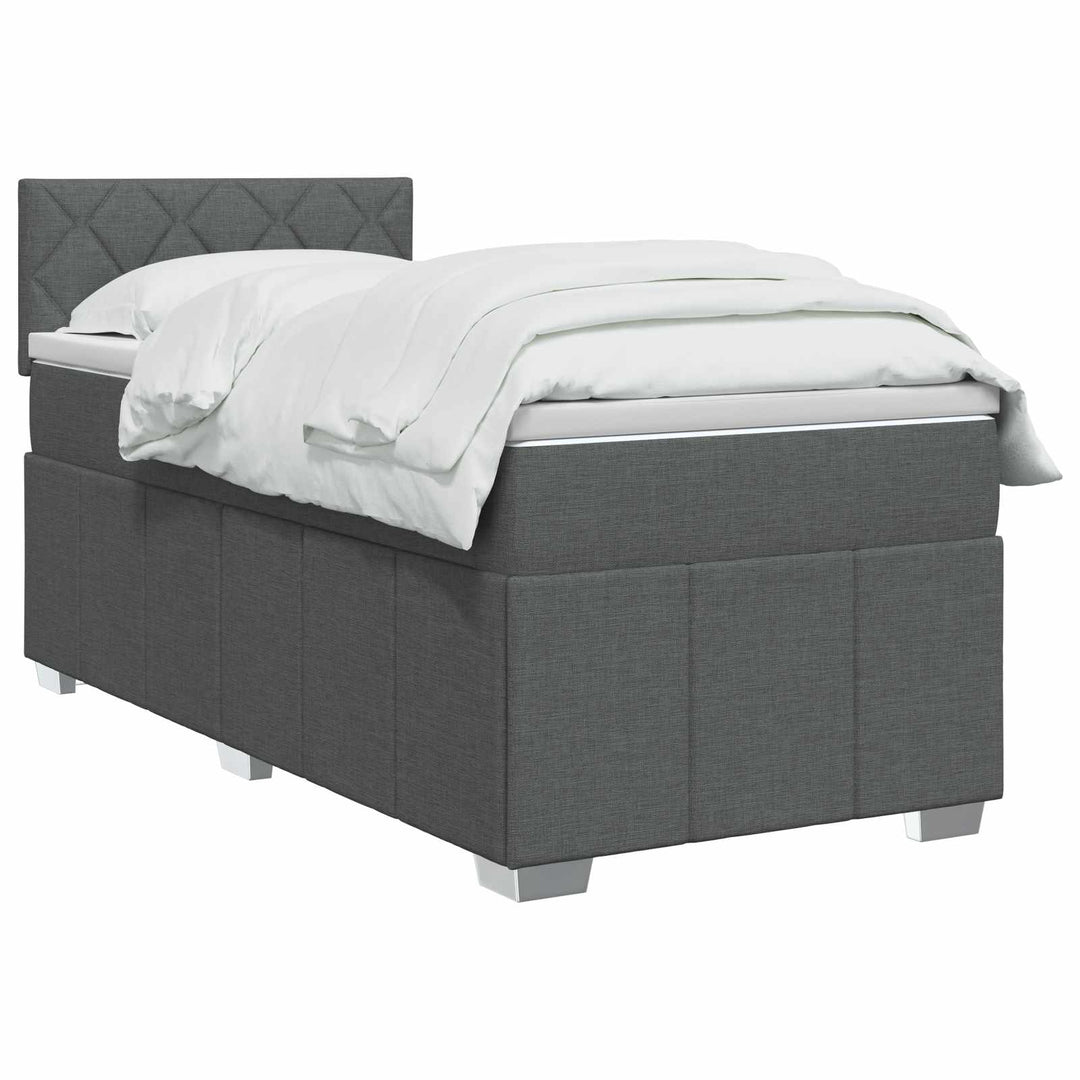 Boxmadras med topmadras Mørkegrå 100 x 200 cm Stof