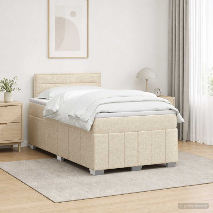 Boxmadras med topmadras Cremefarvet 120 x 190 cm Stof