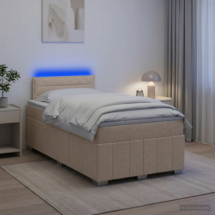 Boxmadras med topmadras Cremefarvet 120 x 190 cm Stof