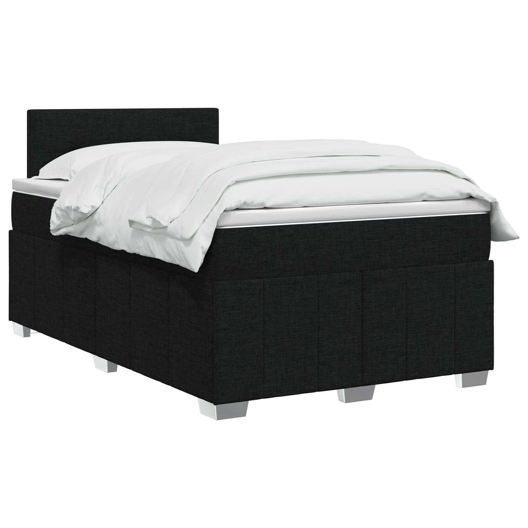 Boxmadras med topmadras med hovedgærde Sort 120 x 190 cm Stof