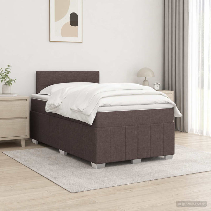 Boxmadras med topmadras Mørk Brun 120 x 200 cm Stof