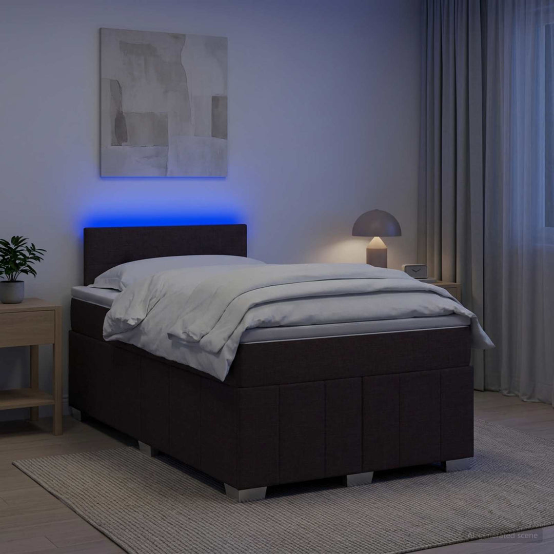 Boxmadras med topmadras Mørk Brun 120 x 190 cm Stof