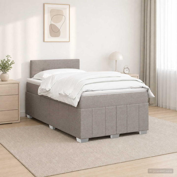 Boxmadras med topmadras Gråbrun 120 x 190 cm Stof
