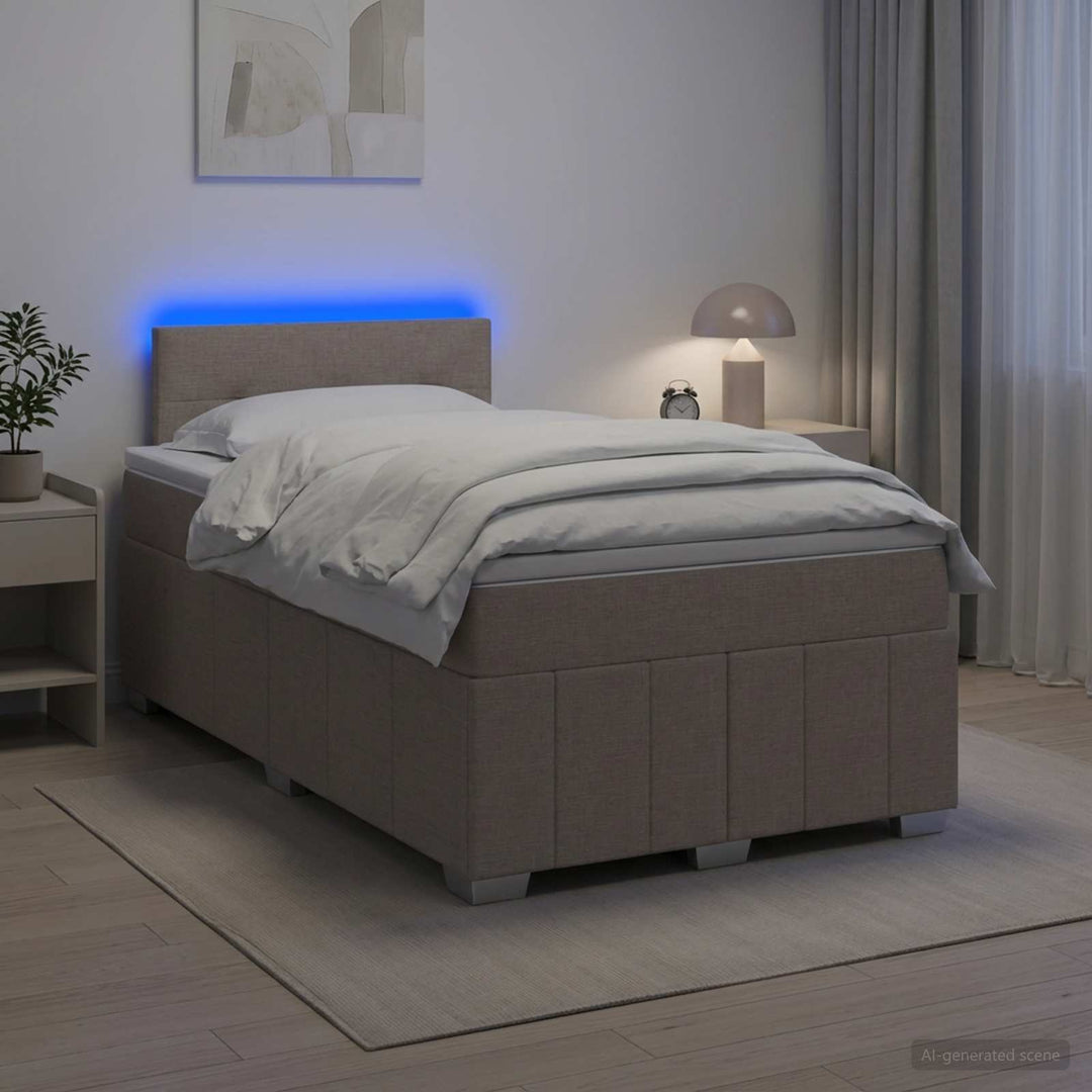 Boxmadras med topmadras Gråbrun 120 x 200 cm Stof