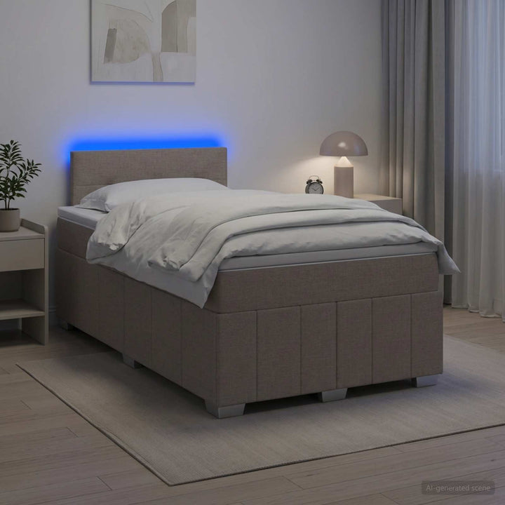 Boxmadras med topmadras Gråbrun 120 x 190 cm Stof