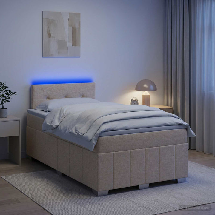 Boxmadras med topmadras Cremefarvet 120 x 190 cm Stof
