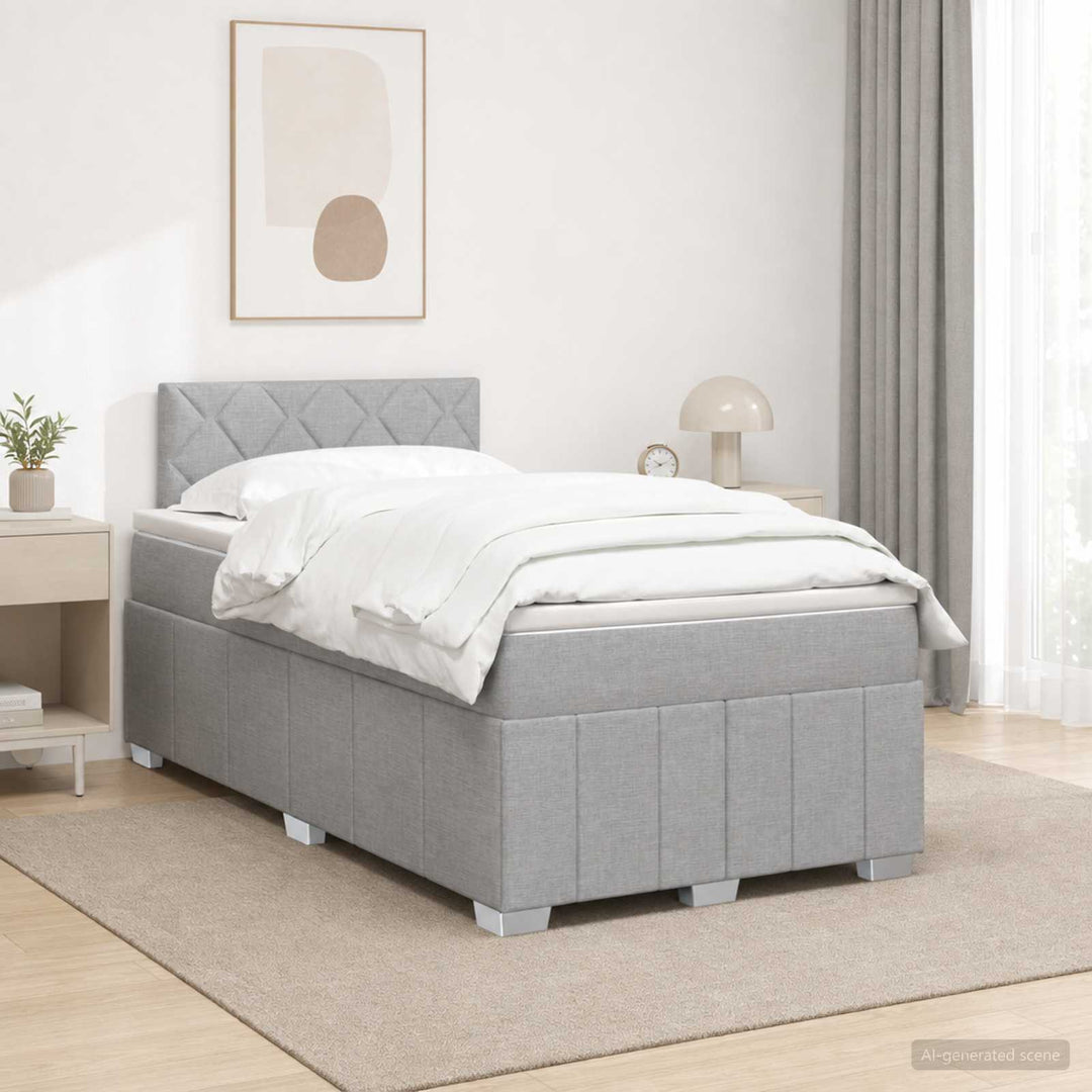 Boxmadras med topmadras Lysegrå 120 x 190 cm Stof