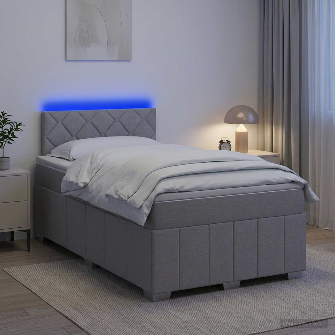 Boxmadras med topmadras Lysegrå 120 x 190 cm Stof