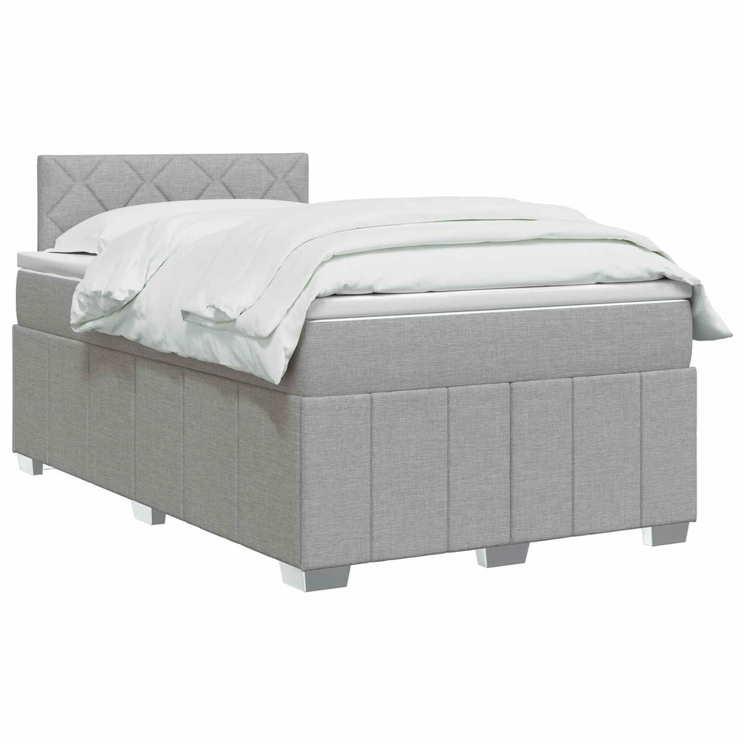 Boxmadras med topmadras Lysegrå 120 x 190 cm Stof