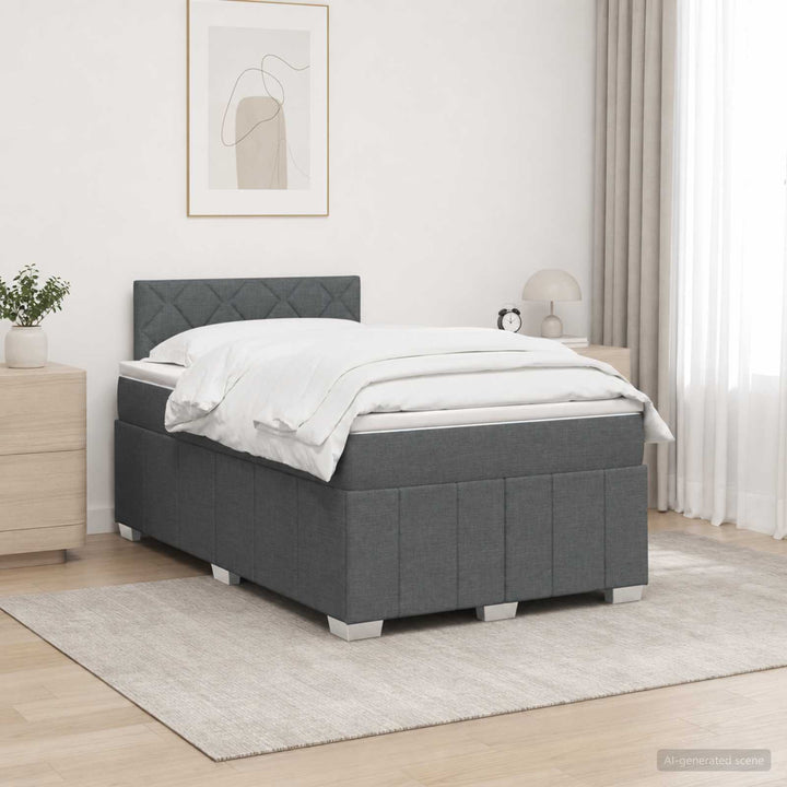 Boxmadras med topmadras Mørkegrå 120 x 190 cm Stof