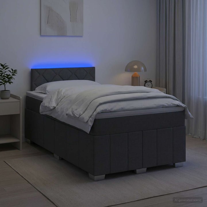 Boxmadras med topmadras Mørkegrå 120 x 190 cm Stof
